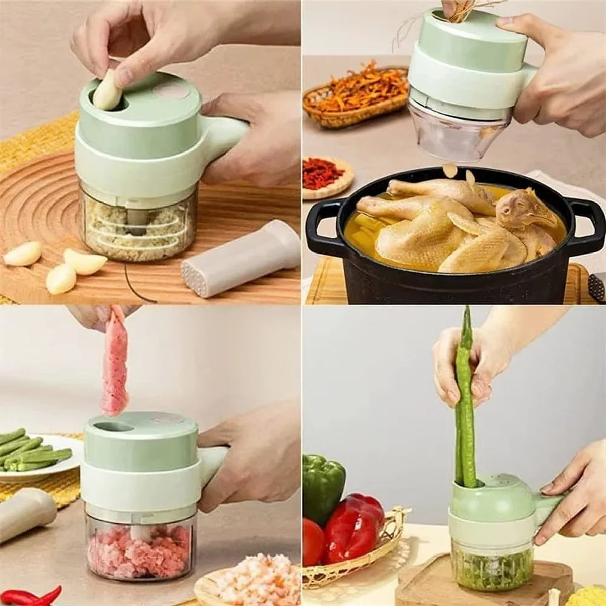 Tritatutto elettrico 4 in 1 senza fili verde