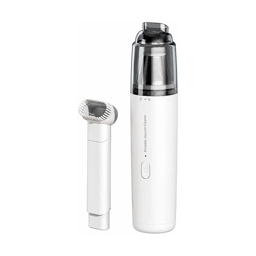 Aspirapolvere portatile bianco 2 in 1 con contenitore trasparente e bocchetta con spazzola