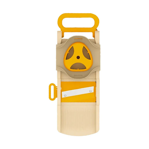 Grattugia pieghevole 6 in 1 color crema e giallo con sei lame intercambiabili e porta lame