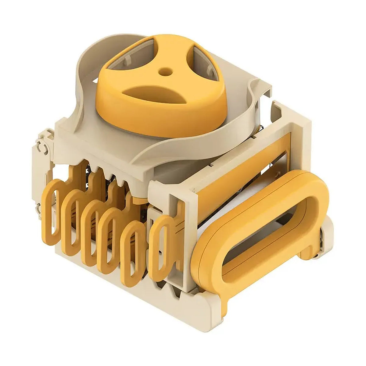 Grattugia pieghevole 6 in 1 color crema e giallo con sei lame intercambiabili e porta lame
