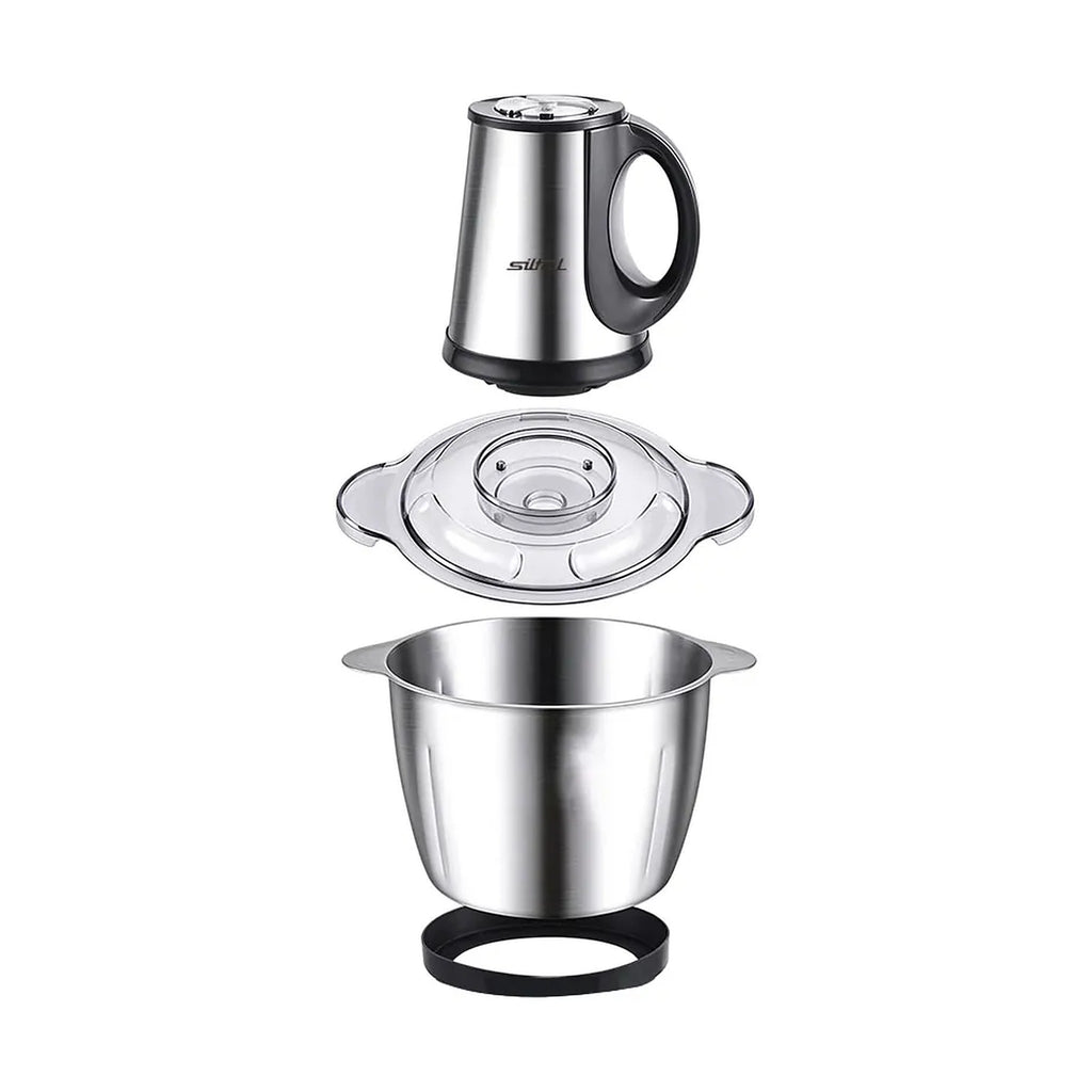 Tritacarne elettrico in acciaio inox da 3,8 litri con coperchio trasparente